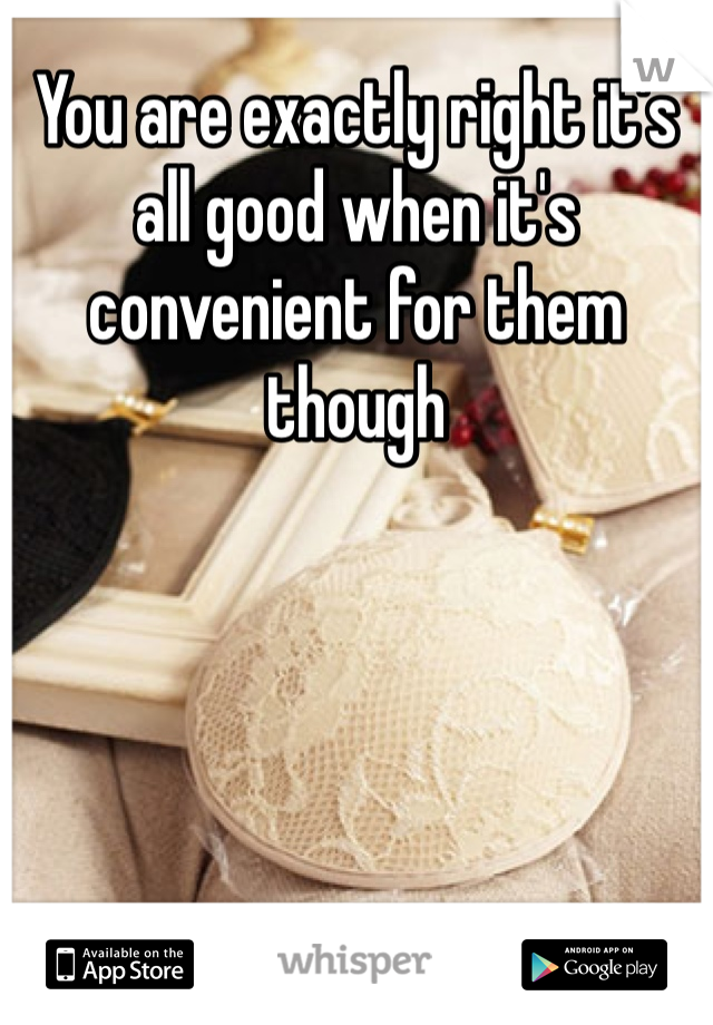 You are exactly right it's all good when it's convenient for them though 