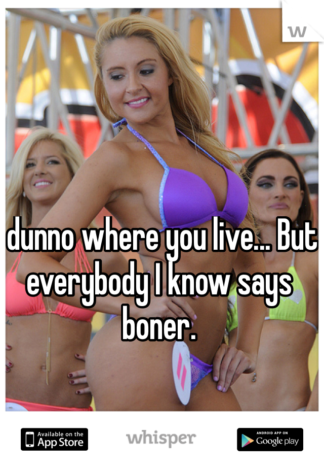 I dunno where you live... But everybody I know says boner.