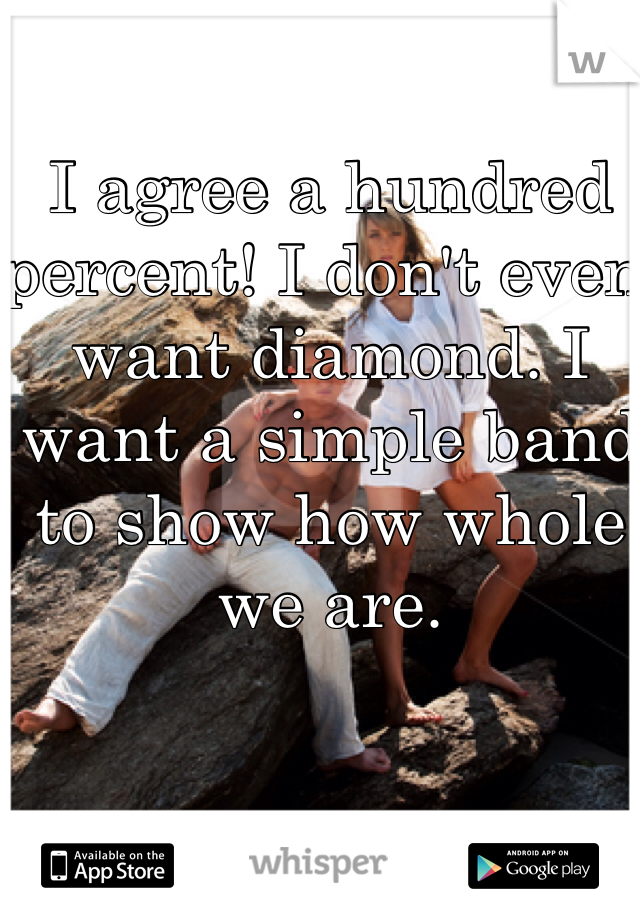 I agree a hundred percent! I don't even want diamond. I want a simple band to show how whole we are. 