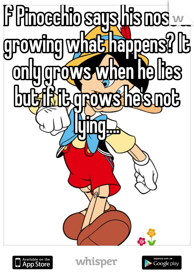 If Pinocchio says his nose is growing what happens? It only grows when he lies but if it grows he's not lying....