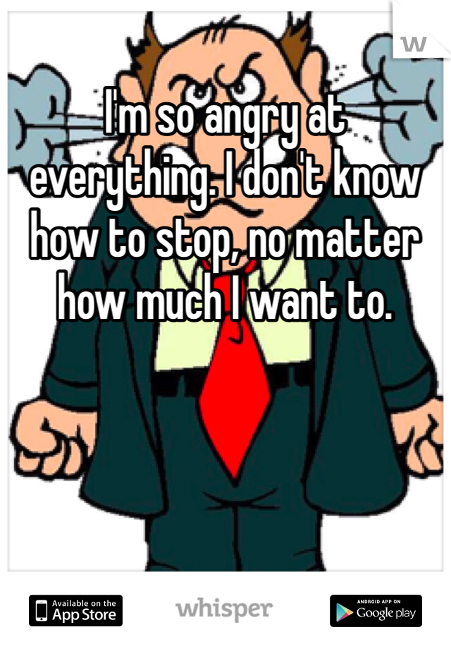 I'm so angry at everything. I don't know how to stop, no matter how much I want to. 