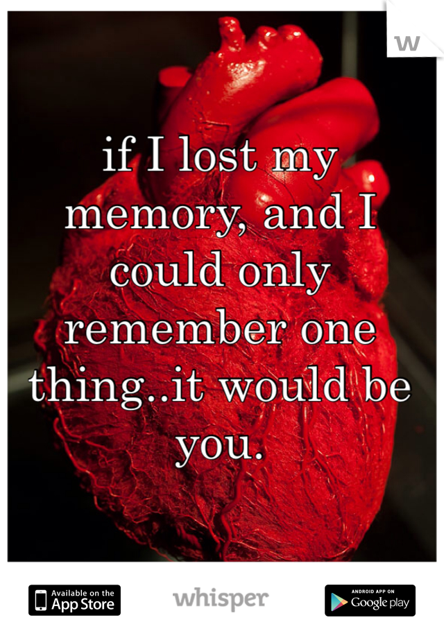 if I lost my memory, and I could only remember one thing..it would be you.