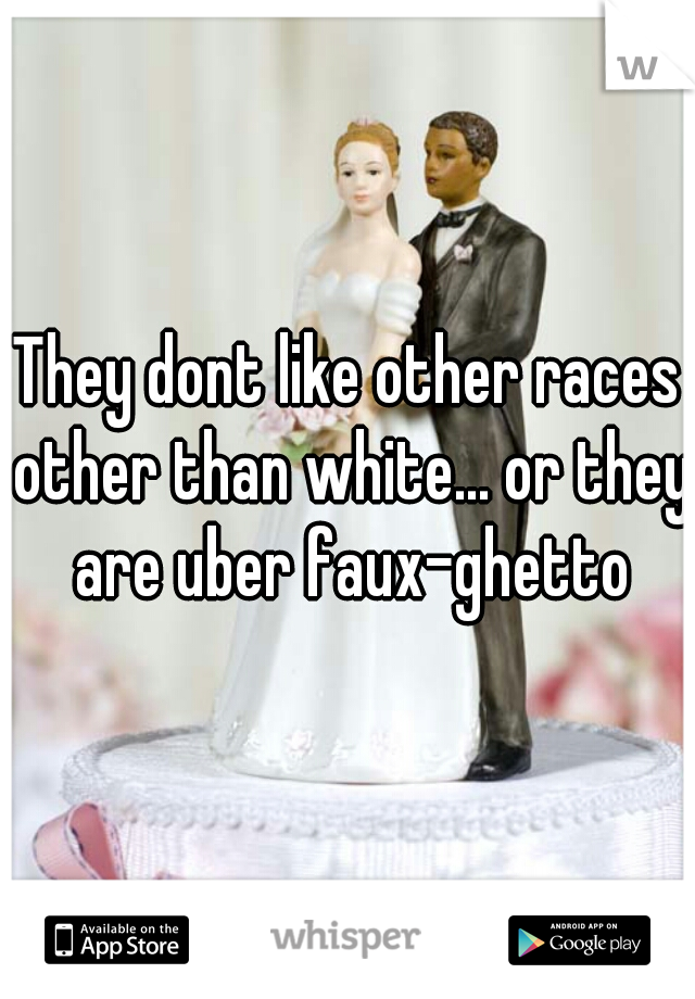 They dont like other races other than white... or they are uber faux-ghetto