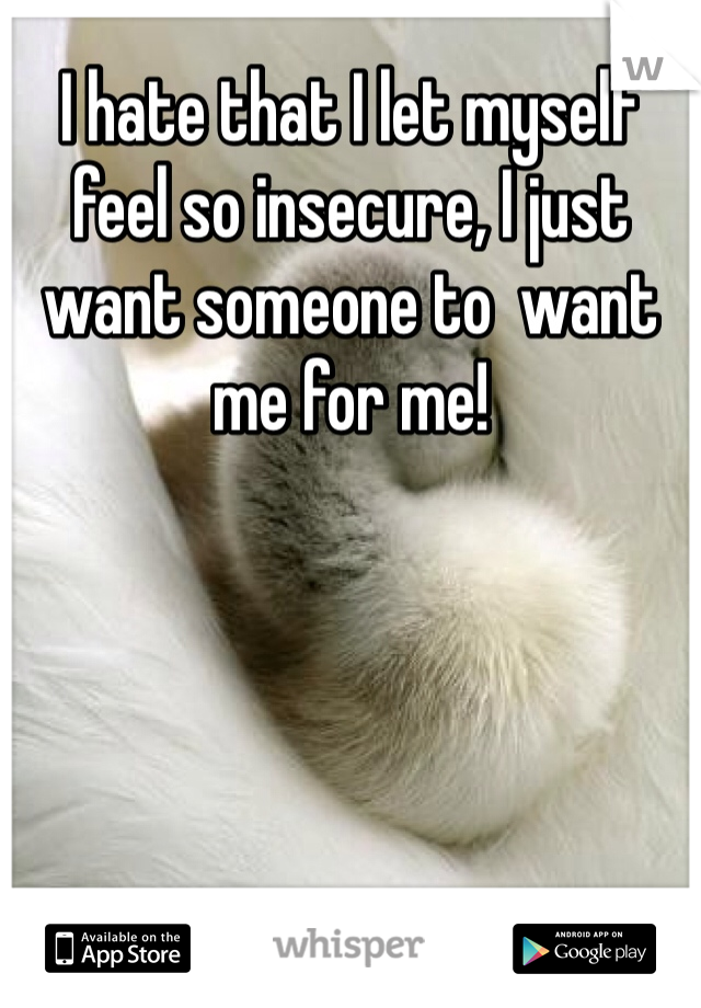 I hate that I let myself feel so insecure, I just want someone to  want me for me!