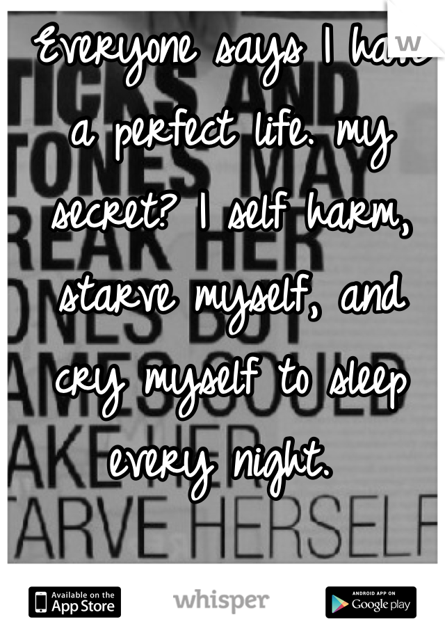 Everyone says I have a perfect life. my secret? I self harm, starve myself, and cry myself to sleep every night. 