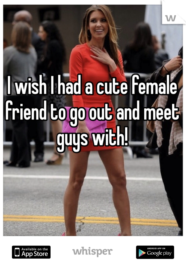 I wish I had a cute female friend to go out and meet guys with!