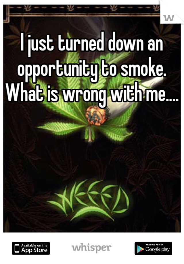 I just turned down an opportunity to smoke. What is wrong with me....