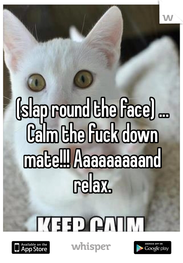 (slap round the face) ... Calm the fuck down mate!!! Aaaaaaaaand relax. 