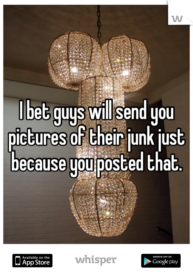I bet guys will send you pictures of their junk just because you posted that. 