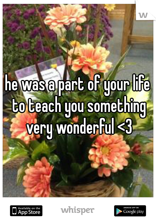 he was a part of your life to teach you something very wonderful <3