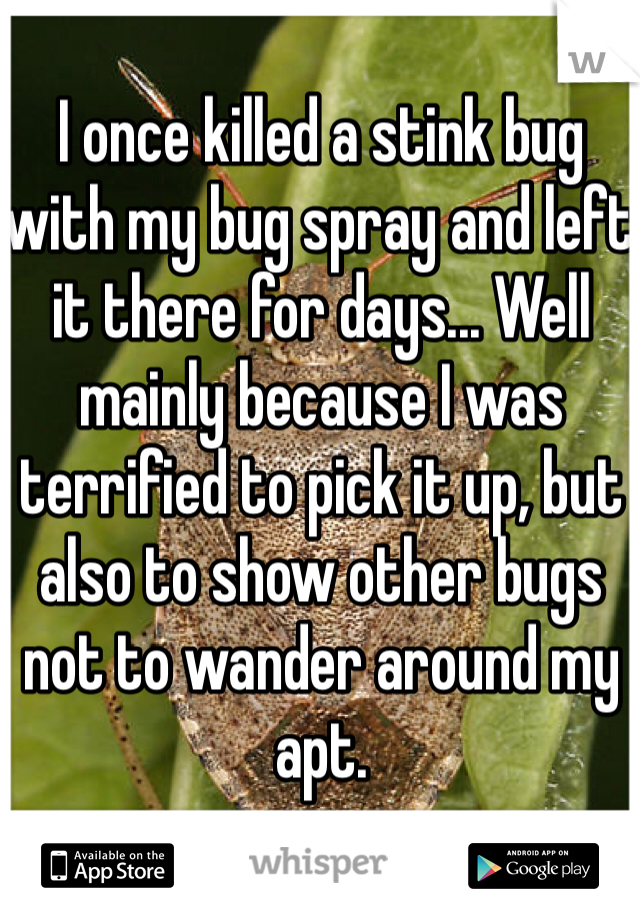 I once killed a stink bug with my bug spray and left it there for days... Well mainly because I was terrified to pick it up, but also to show other bugs not to wander around my apt.