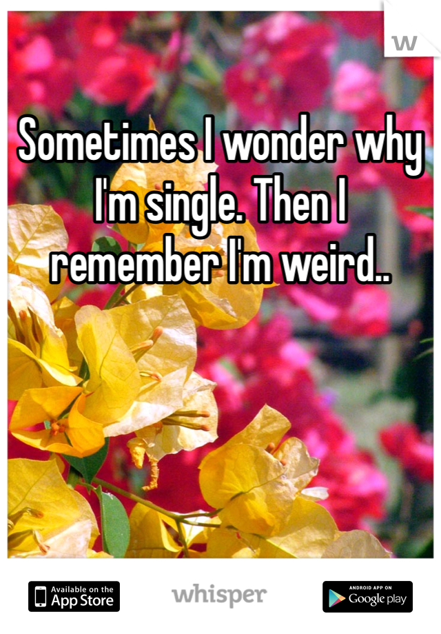 Sometimes I wonder why I'm single. Then I remember I'm weird..