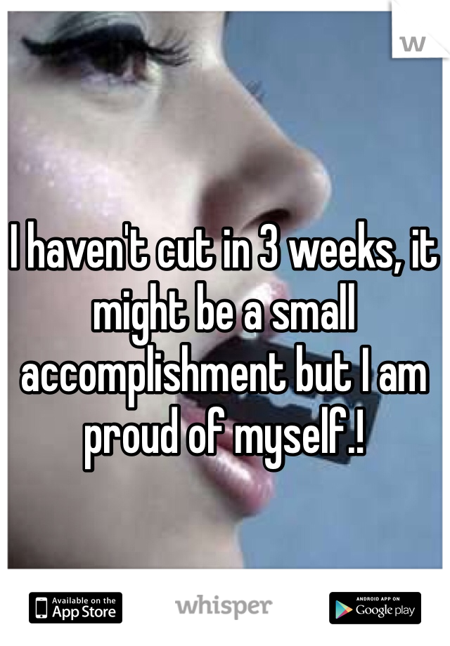 I haven't cut in 3 weeks, it might be a small accomplishment but I am proud of myself.! 
