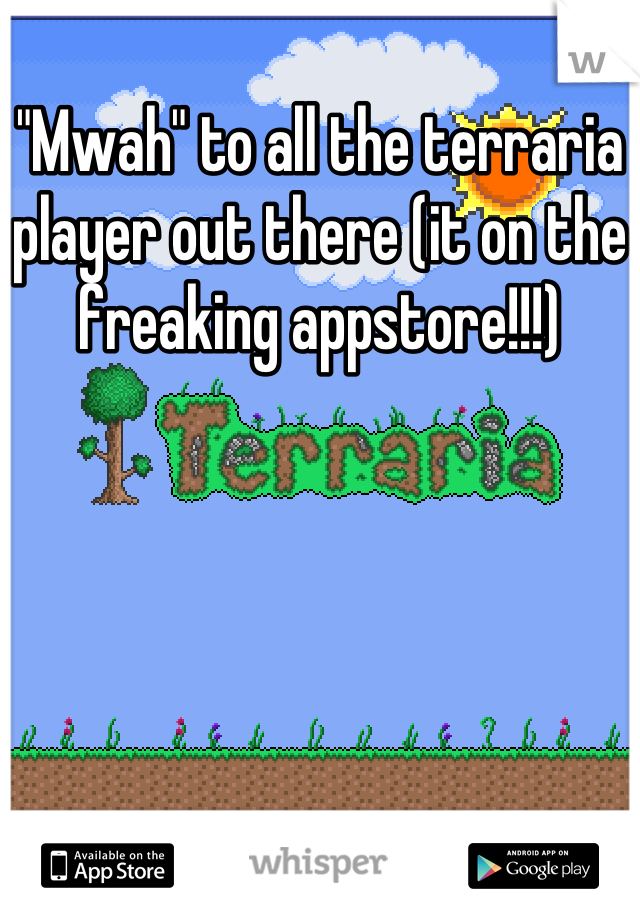 "Mwah" to all the terraria player out there (it on the freaking appstore!!!)