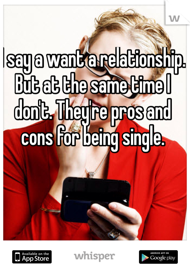 I say a want a relationship. But at the same time I don't. They're pros and cons for being single. 