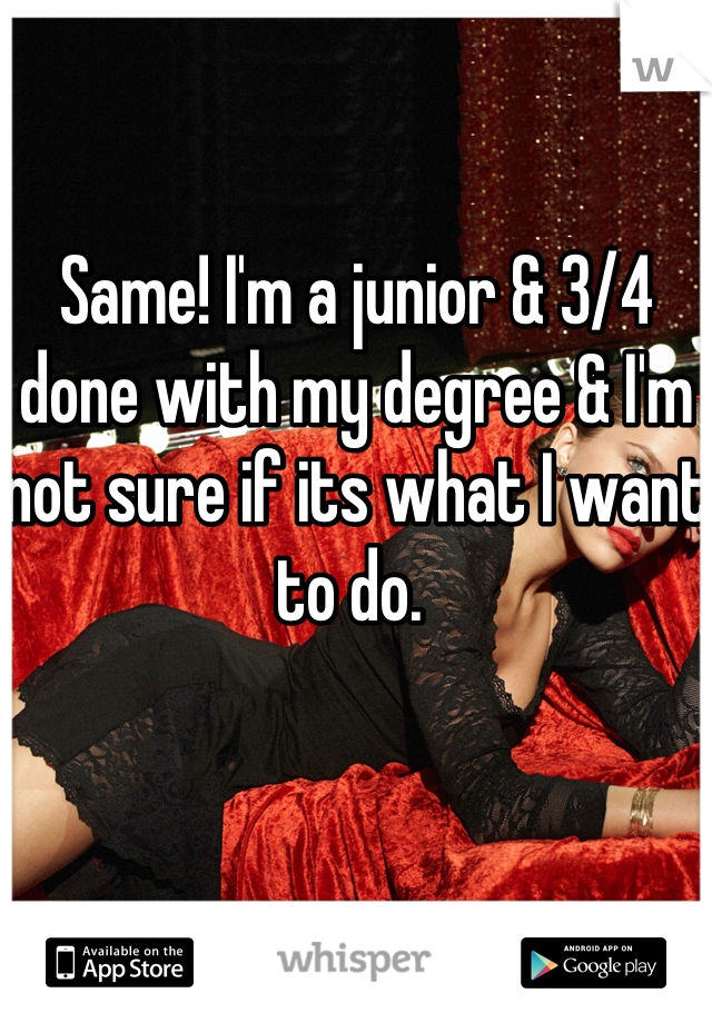 Same! I'm a junior & 3/4 done with my degree & I'm not sure if its what I want to do. 