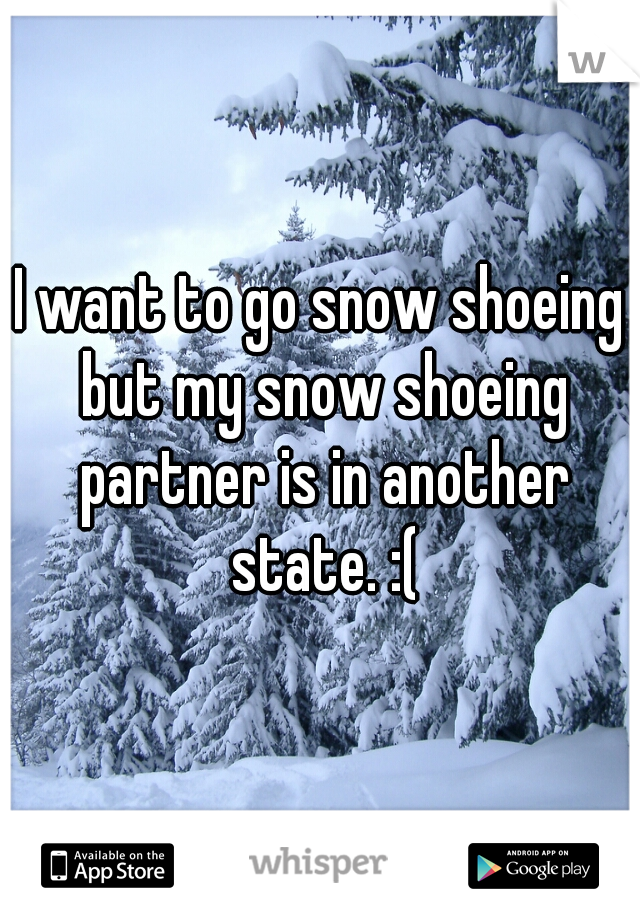 I want to go snow shoeing but my snow shoeing partner is in another state. :(