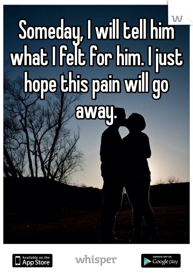 Someday, I will tell him what I felt for him. I just hope this pain will go away.
