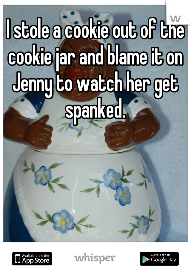 I stole a cookie out of the cookie jar and blame it on Jenny to watch her get spanked.