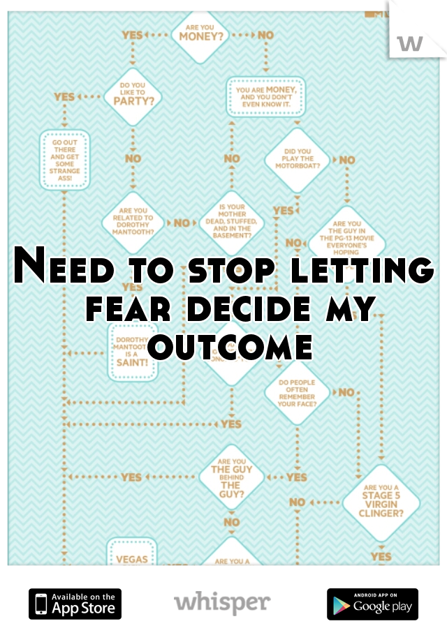 Need to stop letting fear decide my outcome