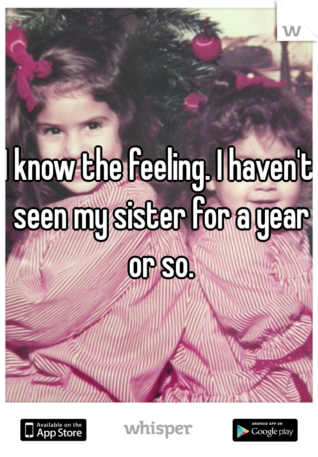 I know the feeling. I haven't seen my sister for a year or so.