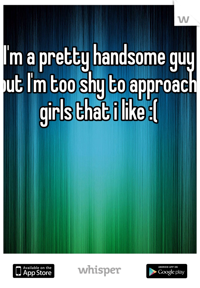 I'm a pretty handsome guy but I'm too shy to approach girls that i like :(