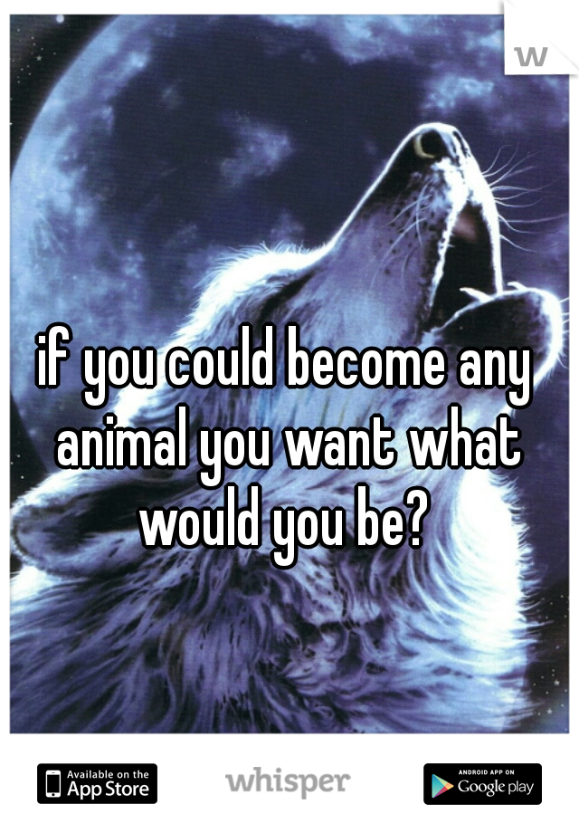 if you could become any animal you want what would you be? 