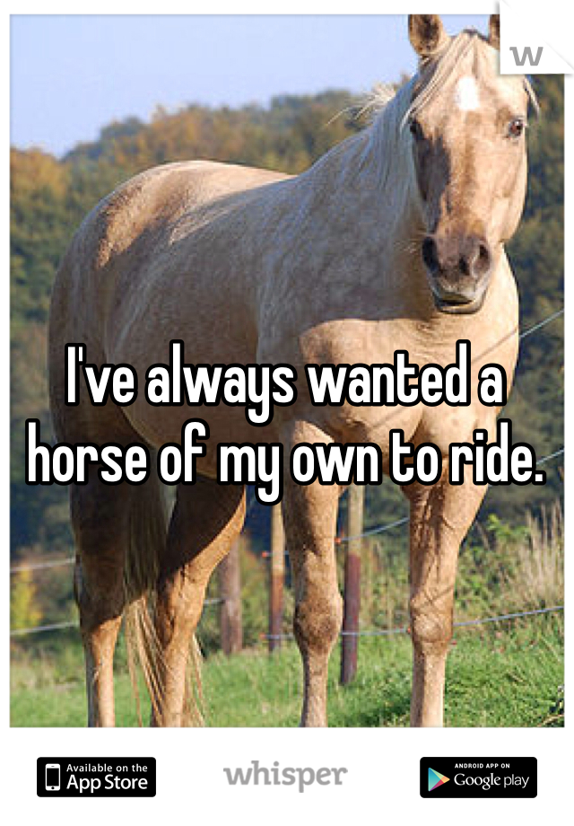 I've always wanted a horse of my own to ride. 