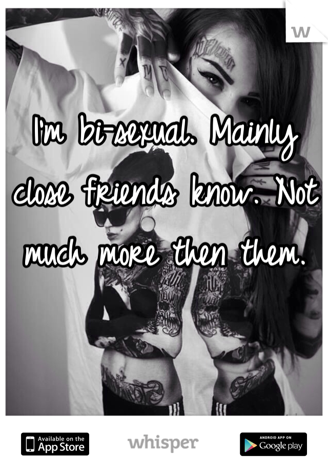 I'm bi-sexual. Mainly close friends know. Not much more then them.