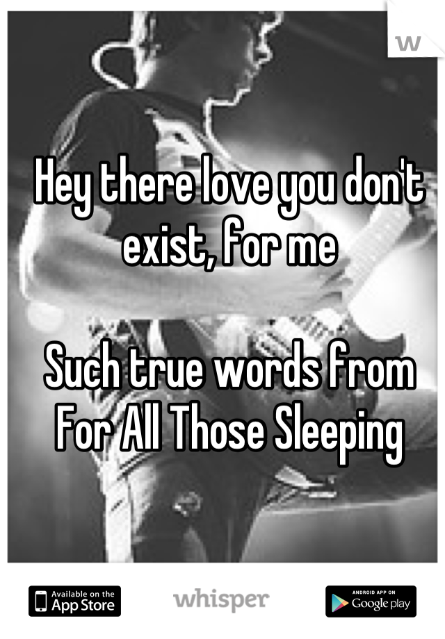 Hey there love you don't exist, for me

Such true words from For All Those Sleeping