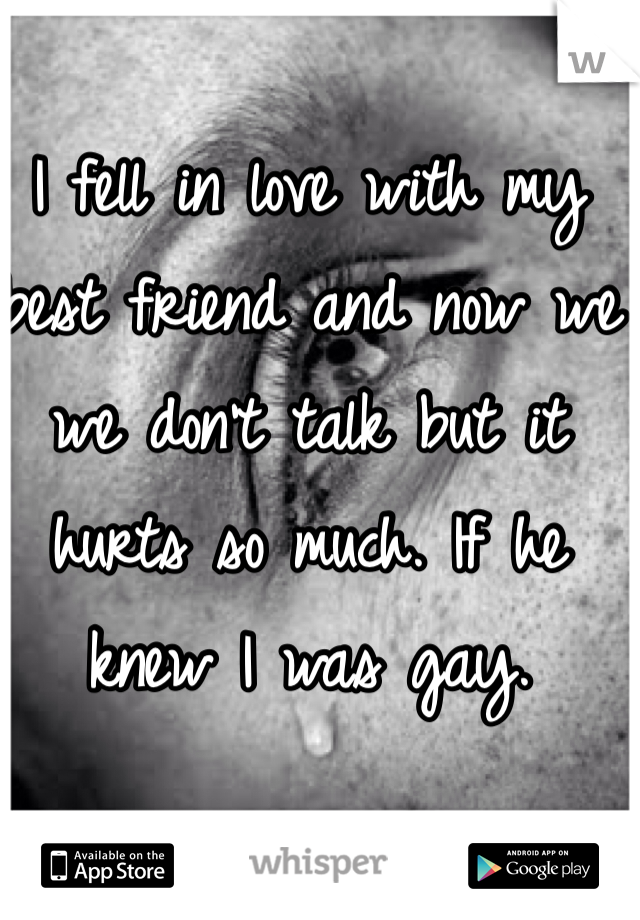 I fell in love with my best friend and now we we don't talk but it hurts so much. If he knew I was gay.