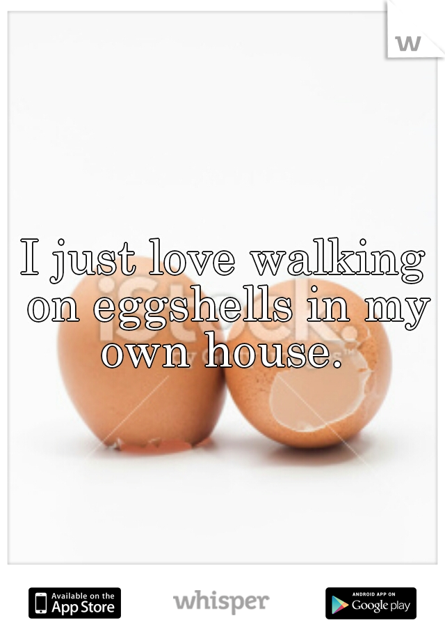 I just love walking on eggshells in my own house. 