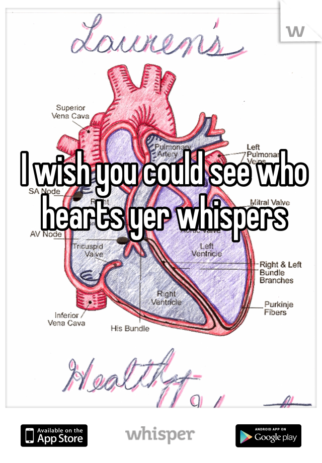 I wish you could see who hearts yer whispers