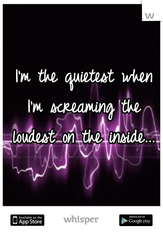 I'm the quietest when I'm screaming the loudest on the inside...
