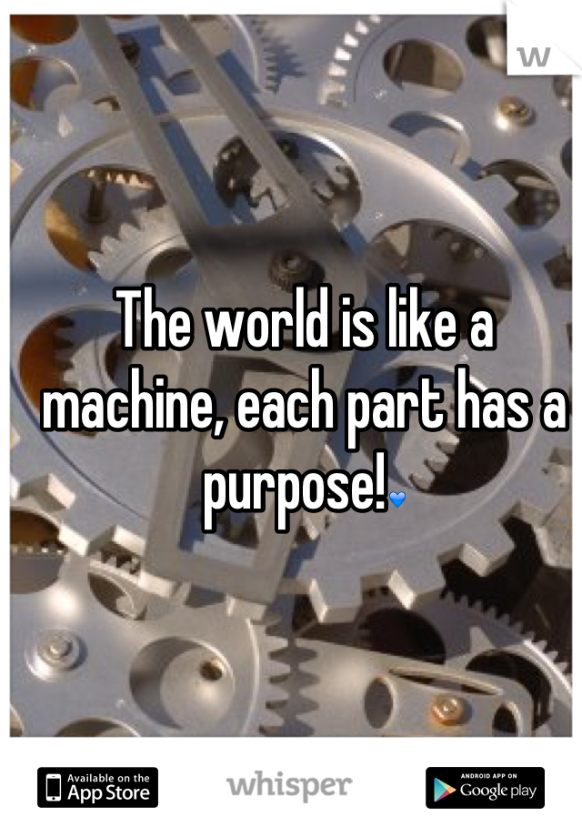 The world is like a machine, each part has a purpose!💙