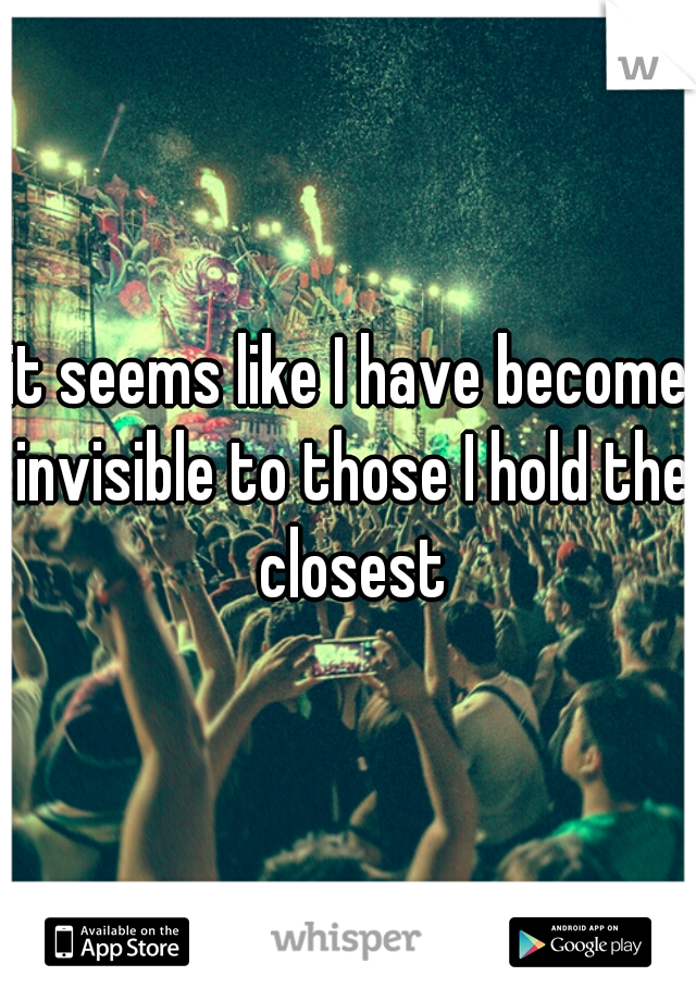it seems like I have become invisible to those I hold the closest