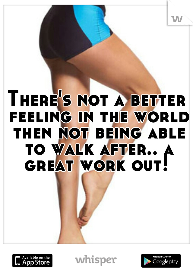 There's not a better feeling in the world then not being able to walk after.. a great work out! 