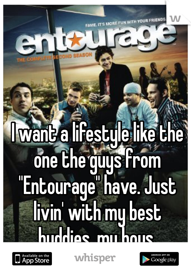 I want a lifestyle like the one the guys from "Entourage" have. Just livin' with my best buddies, my boys.