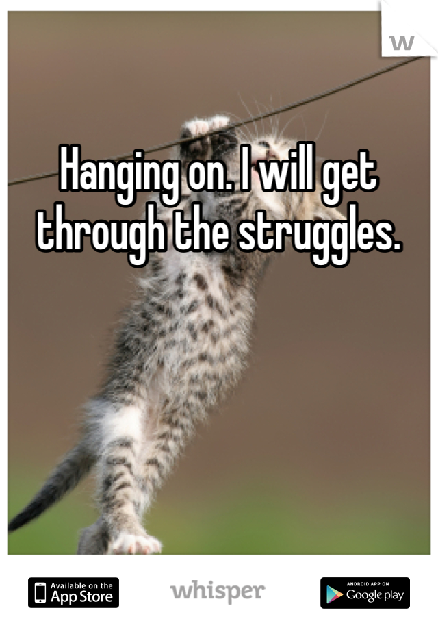 Hanging on. I will get through the struggles.