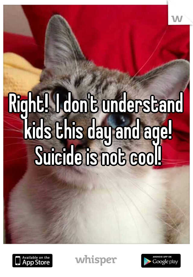 Right!  I don't understand kids this day and age! Suicide is not cool!