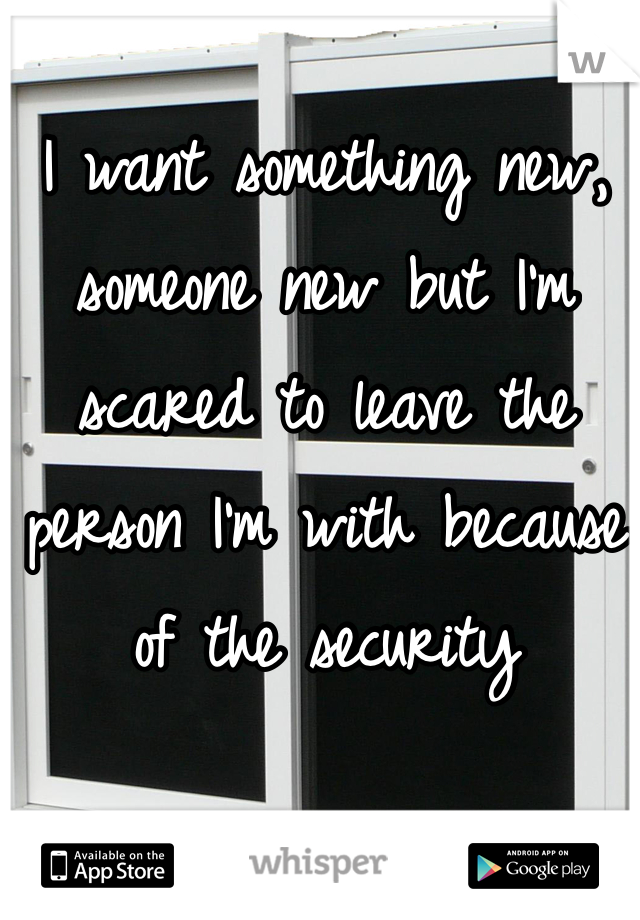 I want something new, someone new but I'm scared to leave the person I'm with because of the security 
