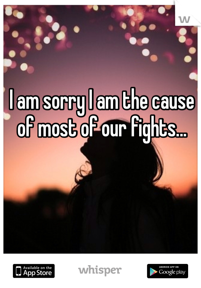 I am sorry I am the cause of most of our fights...