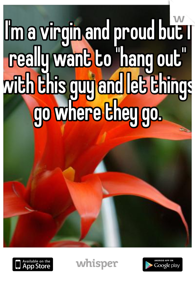 I'm a virgin and proud but I really want to "hang out" with this guy and let things go where they go. 