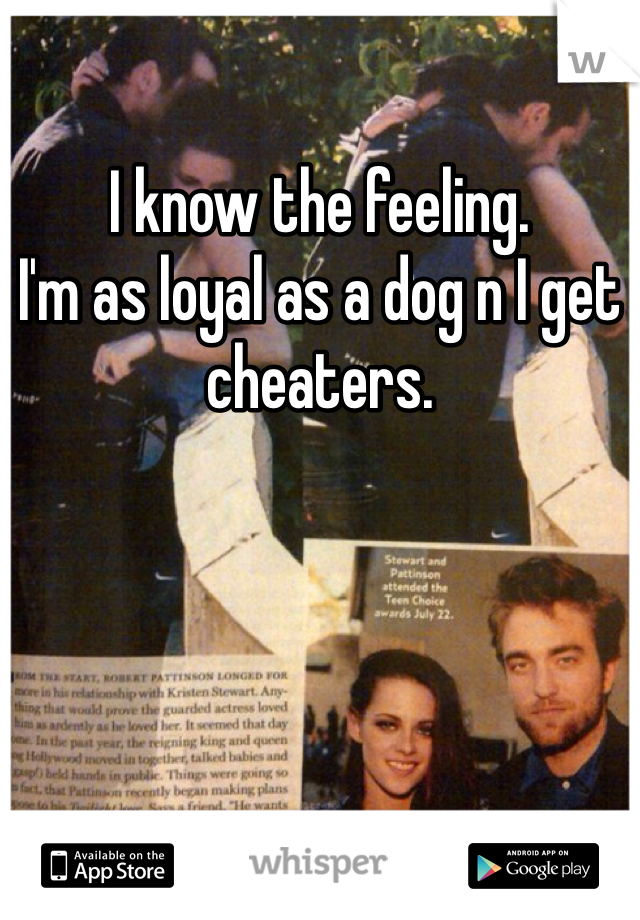 I know the feeling. 
I'm as loyal as a dog n I get cheaters. 