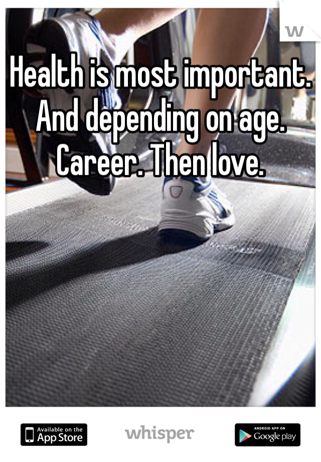 Health is most important. And depending on age. Career. Then love. 
