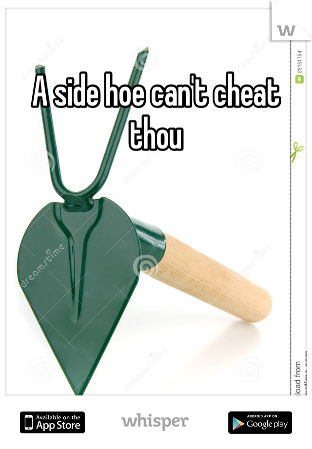 A side hoe can't cheat thou 