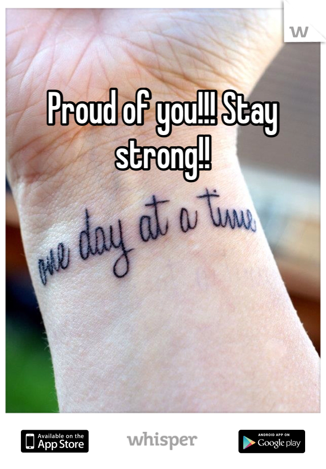 Proud of you!!! Stay strong!!
