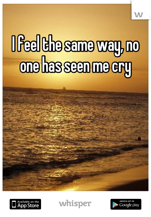 I feel the same way, no one has seen me cry
