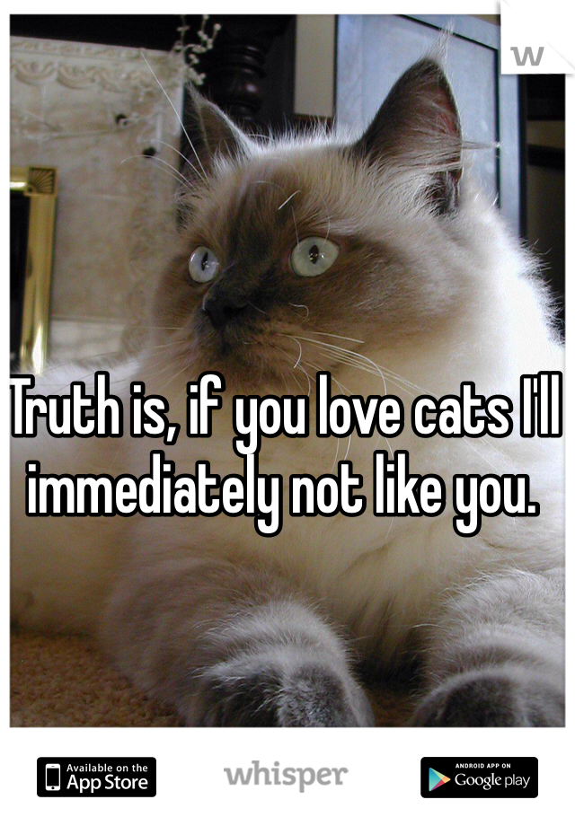 Truth is, if you love cats I'll immediately not like you. 