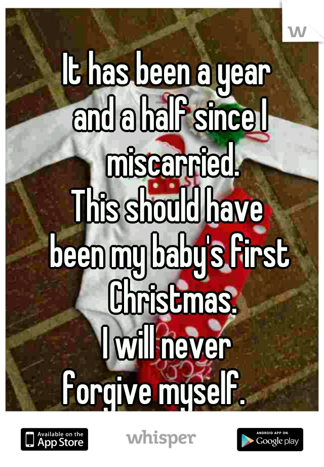 It has been a year 
and a half since I miscarried.
This should have 
been my baby's first Christmas.
I will never 
forgive myself.     